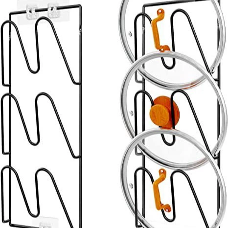 Новая настенная подставка для крышек кастрюль, V-образная полка для кухонной утвари, экономия места.