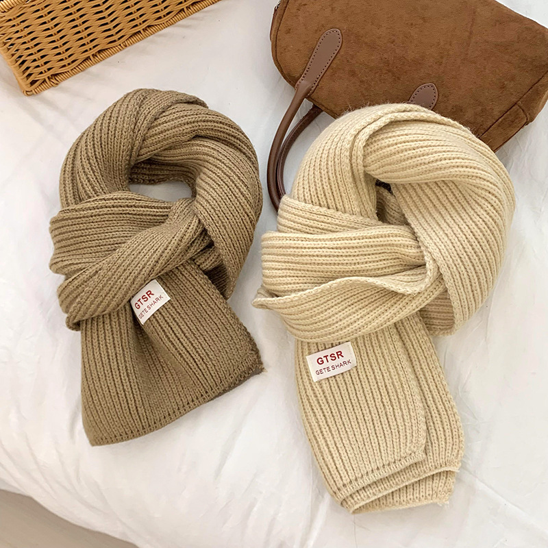 Bufandas coreanas 2025 nuevo engrosado calentamiento suave glutinoso clay azul sólido lana bufandas de cuello al por mayor