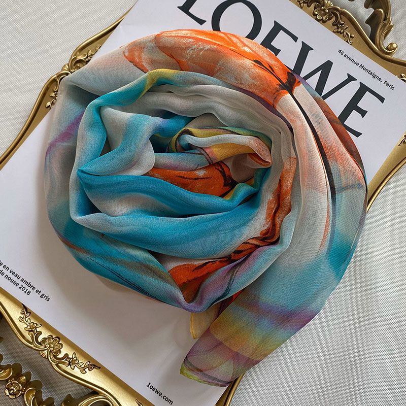 Silk Scarf for Women, New Summer Style, High-End Versatile Silk Scarf, Windproof Shawl, Gauze Scarf, Beach Scarf Silk Scarf for Women, New Summer Style, High-End Versatile Silk Scarf, Windproof Shawl, Gauze Scarf, Beach Scarf