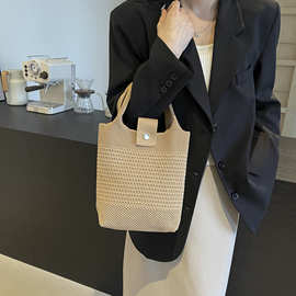 洋气包手提包女士休闲包针织包简约镂空包高级感日韩包ins风单肩
