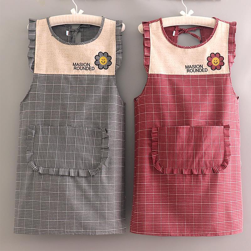 Korean Style Household Cooking Apron Women's Washer Overalls Sleeveless Kitchen Oil-proof Work Clothes Wear-resistant New Style Vest