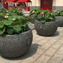 石缸户外荷花缸青石门海仿古鱼缸庭院养鱼花岗岩石头水缸石雕鱼缸