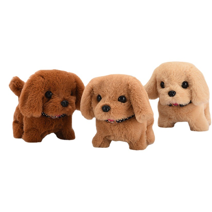 Simulación eléctrica perro de peluche eléctrico cachorro puede caminar, llamada, cabeceo, cola, juguete de los niños perro puesto al por mayor