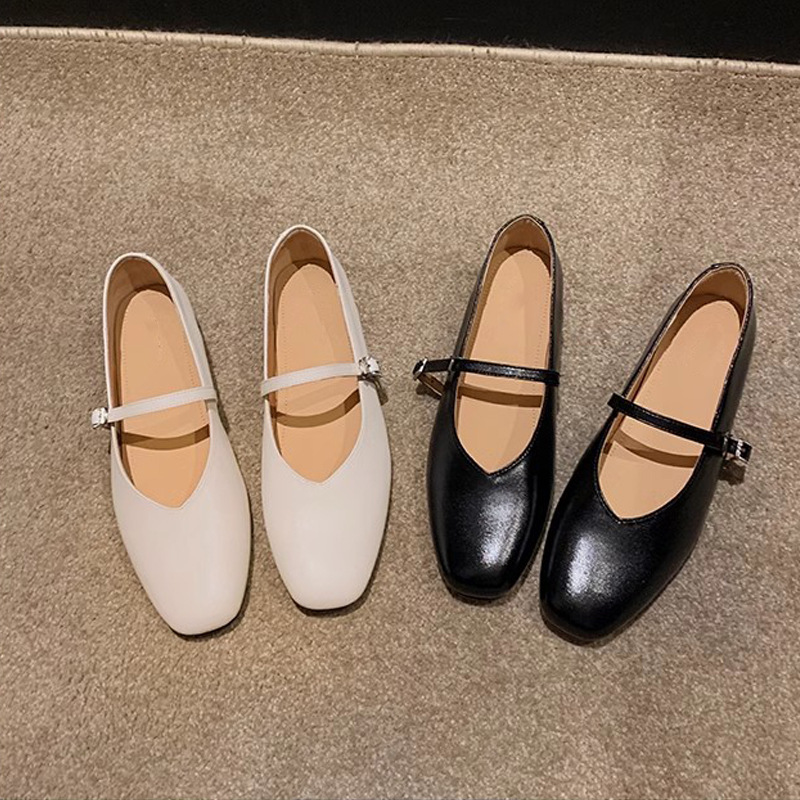 Grape Mom French Suave de una palabra con Baotou, boca baja, aumento de plata, Mary Jane, zapatos de mujer, zapatos de suela gruesa, mujer