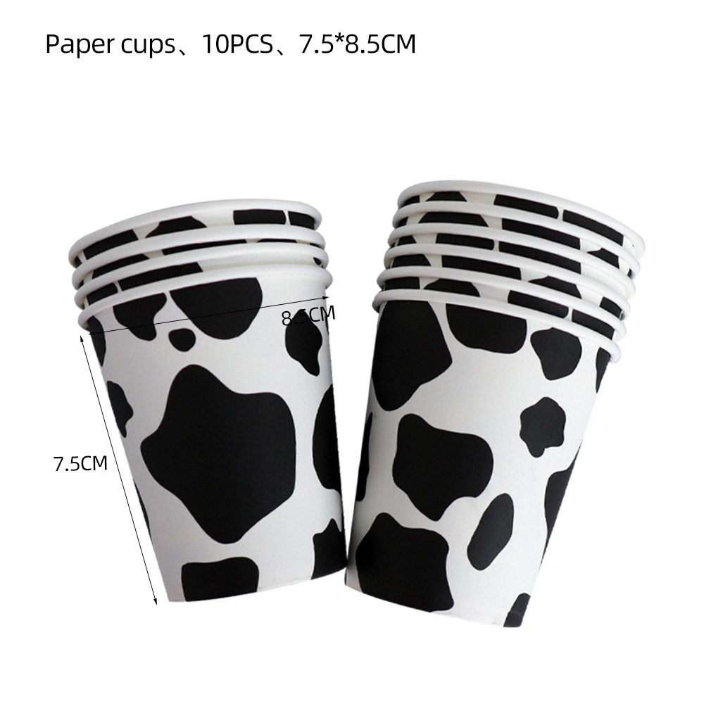 Vacas blancas y negras estampadas vajilla de fiesta bandeja de papel papel papel papel papel papel papel papel regalo bebé fiesta animales de granja decoración temática