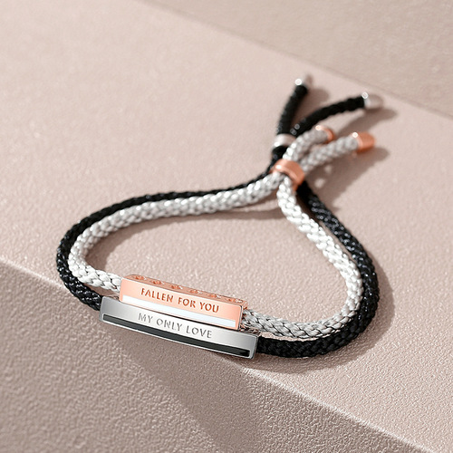 s925 sterling silver couple bracelet agate braided hand rope female Korean version ins mother-of-pearl bracelet to commemorate Valentine's Day gift