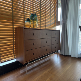 Nordic Solid Wood Nine-Drawer Cabinet Retro Storage Side Cabinet Living Room Bedroom Bedside Small Apartment Storage Drawer Storage Cabinet