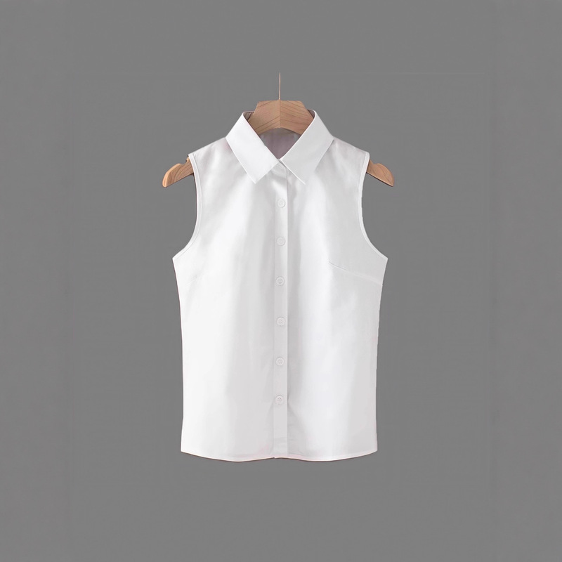 White Cotton Sleeveless Bottoming Shirt for Women in Autumn and Winter French Bottoming Shirt Layered with Inner Vest Top Waistcoat Shirt White Cotton Sleeveless Bottoming Shirt for Women in Autumn and Winter French Bottoming Shirt Layered with Inner Vest Top Waistcoat Shirt