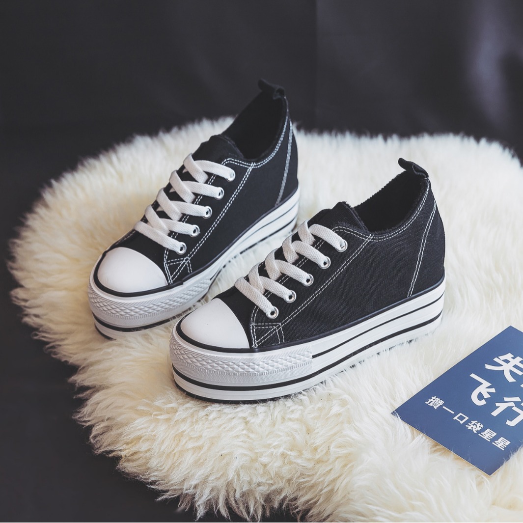 内增高8厘米帆布鞋女2025新款秋冬季百搭棉鞋韩版厚底松糕鞋1318