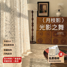 法式轻奢现代高级感月枝影镂空光影纱帘阳台客厅纱帘浪漫唯美窗纱