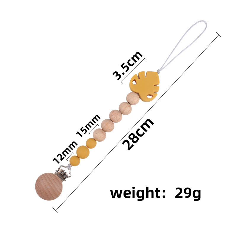 Suministros para bebés creativo haya chupete clip molar juguete mordedor bebé hoja de silicona chupete cadena anti-caída de la cadena