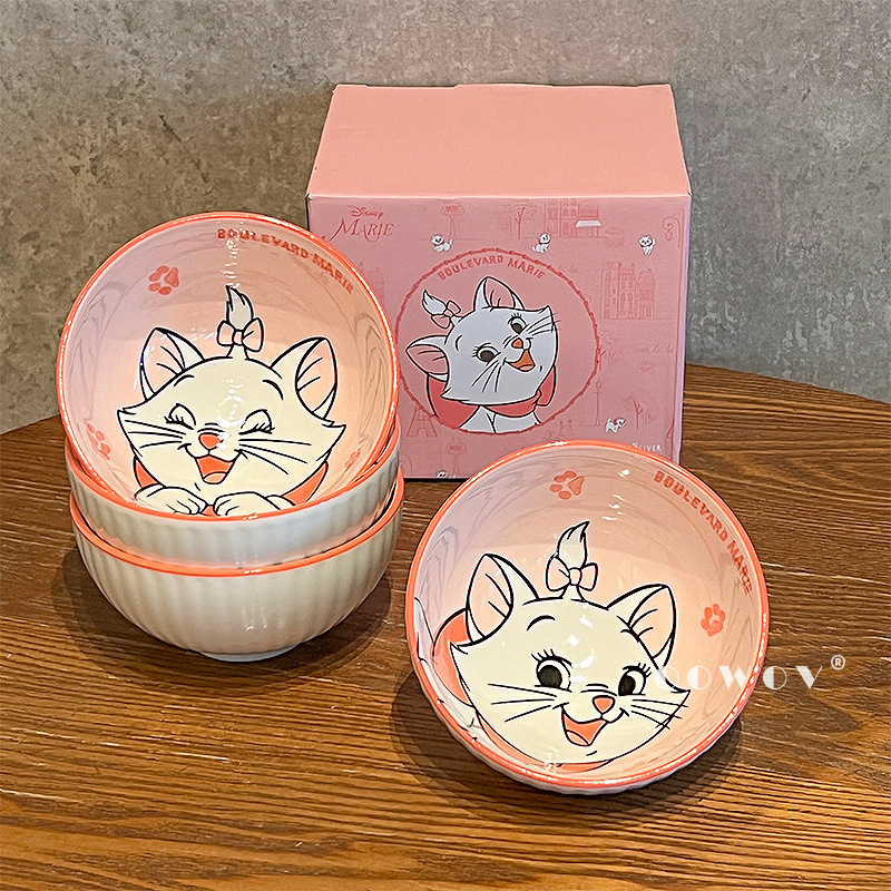 メアリー猫陶磁器ボウルの新しい高颜値かわいい茶碗寮の家庭用高温食器は高温ご飯ボウルに耐える|undefined