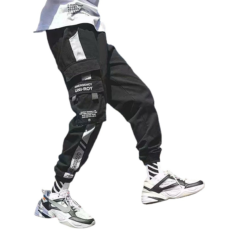 Fábrica al por mayor overoles primavera y otoño de los hombres pantalones atados al tobillo jóvenes de los hombres pantalones atados al tobillo pantalones casuales sueltos de los hombres