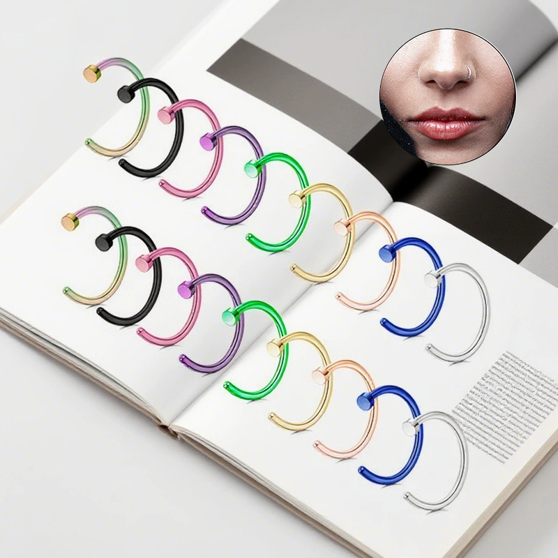 Производитель Оптовая продажа из нержавеющей стали пирсинг человеческого тела ювелирные изделия типа C простой носовое кольцо для внешней торговли трансграничные носовые гвозди U-образное кольцо для губ носовые гвозди