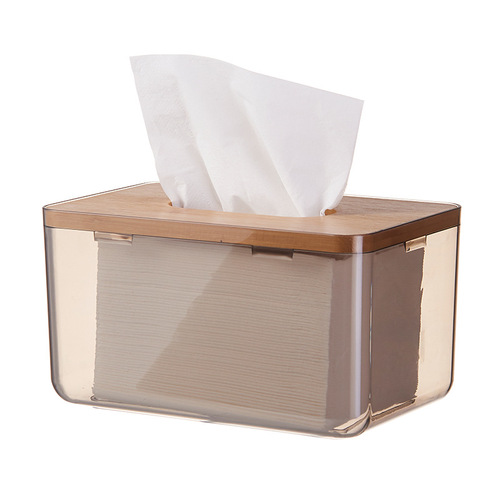 Bolan Creative Light Luxury Style Desktop Tissue Paper Box Home Living Room Restaurant Napkin Tube Bamboo Coffee Table Storage Box