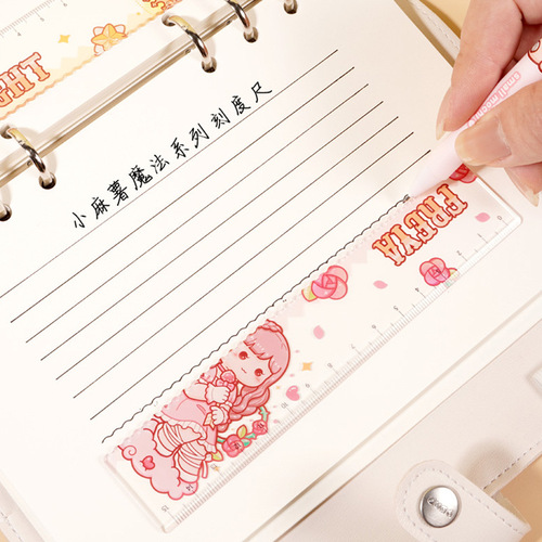 New product small mochi ruler magic series with wavy ruler hand account scale ruler transparent creative cute students