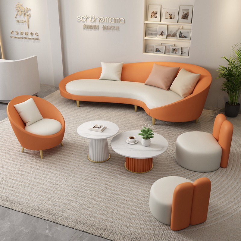 Centro comercial sala de descanso sofá tienda de ropa tecnología de cuero invitados negociación salón de belleza sofá gato raspar la piel sofá mesa de té