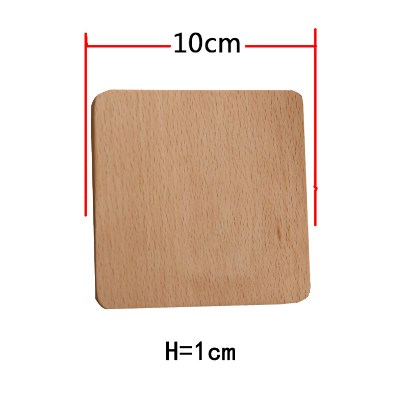 Posavasos de haya personalizados bandeja de madera cuadrado redondo de madera posavasos de café de madera posavasos