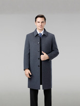 专柜羊毛大衣男长2025商务休闲翻领中年爸爸外套保暖羽绒内胆风衣