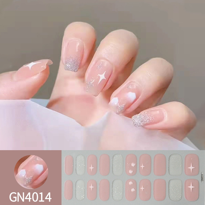 Ou Nai 20 refers to baking-free gel nail stickers Little Red Riding Book with simple grid line nail stickers a generation of hair