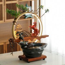中式流水生财摆件办公室客厅桌面循环水喷泉风车景观开业乔迁送礼