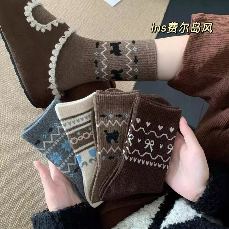 Women's Socks Cute Cartoon Animal Mid-Calf Socks Color-Blocking Slouch Socks Autumn and Winter New Women's Socks Slouch Socks with a Sense of Atmosphere Women's Socks Cute Cartoon Animal Mid-Calf Socks Color-Blocking Slouch Socks Autumn and Winter New Women's Socks Slouch Socks with a Sense of Atmosphere