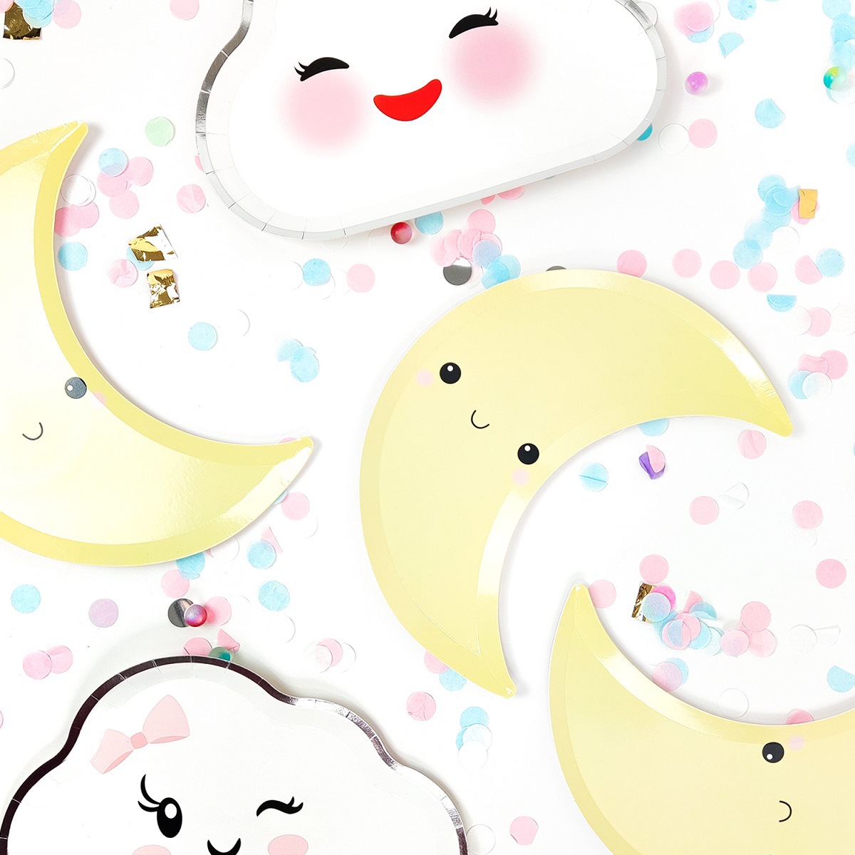 亞馬遜新款一次性紙盤月亮盤異形餐具生日蛋糕盤派對裝飾盤