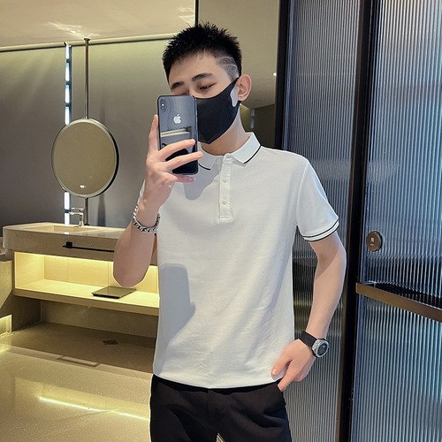 Ice Silk Collar Polo Shirt Men's Short Sleeve T-Shirt Men's Summer Trend Brand Fashion Instagram Casual Half Sleeve