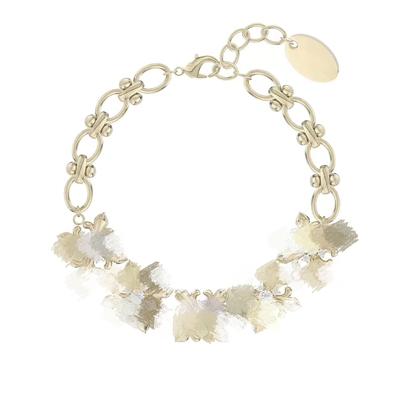 Three-Fold Flower Zircon Bracelet for Women, Vintage Maillard Jewelry, Niche Design Five-Flower Bracelet