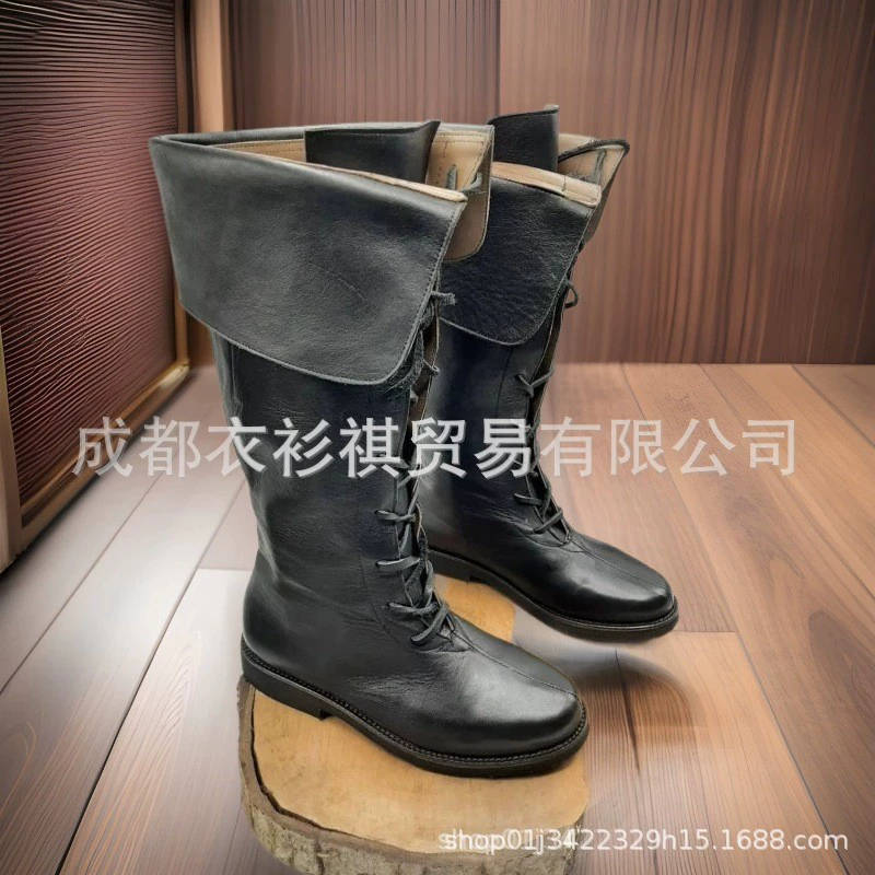 2024 Amazon независимая станция трансграничный экспорт новые средневековые ренессансные офицерские мужские ботинки большого размера на шнуровке