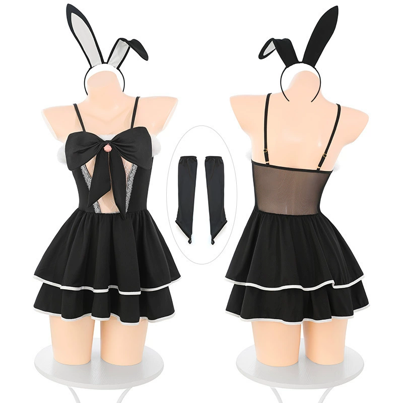 Китайское название изделия: набор костюма с бэглом Black Rabbit's Dream Adventure Set Sling Short Skirt Exposed Buttocks 6823 сексуальное нижнее белье, сексуальное чистое желание