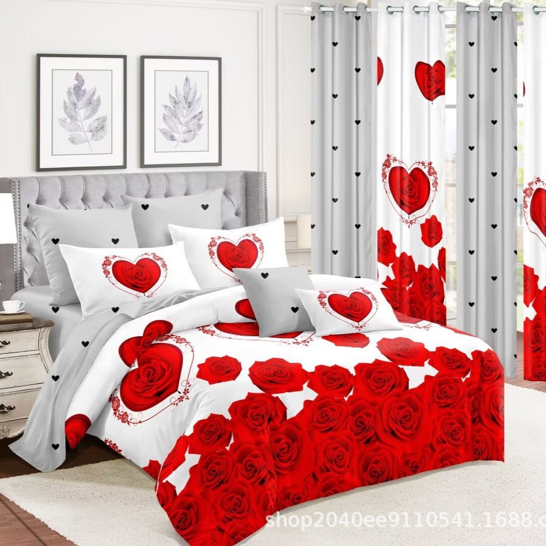 Ropa de cama de cuatro piezas con impresión transfronteriza, ropa de cama de tres piezas, funda de edredón, funda de edredón de primavera y verano infantil, venta al por mayor