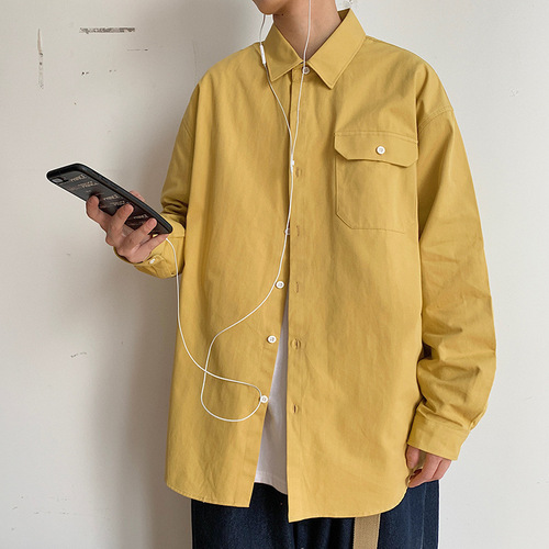 Autumn Harbor Wind Color 8 Men's Long-Sleeve Shirt Japanese Loose Color Collar Jacket Trendy