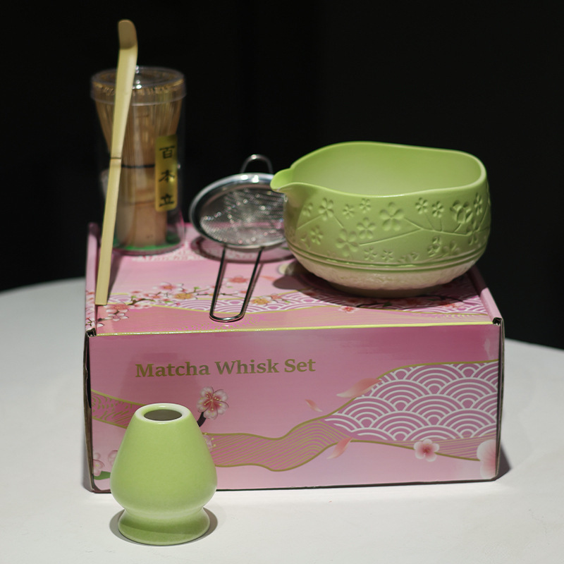 MATCHA跨境专供多款新品陶瓷5件套抹茶碗带嘴宋代点茶茶筅工具套|undefined