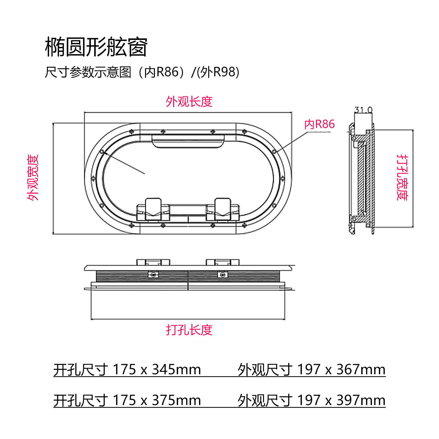舷窗椭圆参数