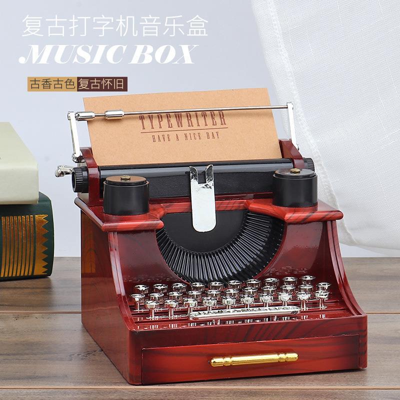 Retro nostálgico máquina de escribir caja de música caja de música barra creativa café proyector de escritorio decoración decoración decoración