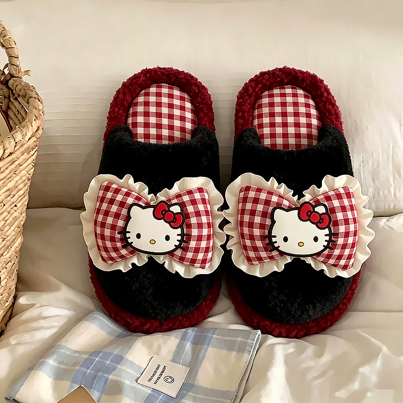 Girls' cotton slippers, cute princess-style indoor slippers for winter, warm and cozy for home use, autumn and winter collection, parent-child matching cotton slippers