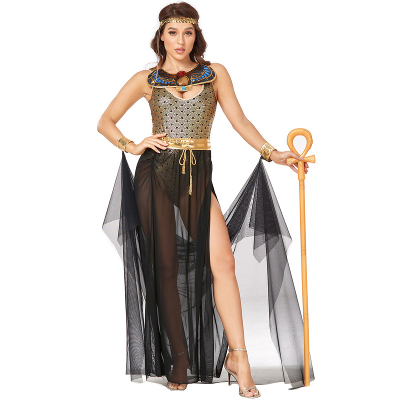 M-XL Ancient Greece Egypt Greek Goddess Halloween Medieval Court COS Stage Costume Western Region Party Costume
