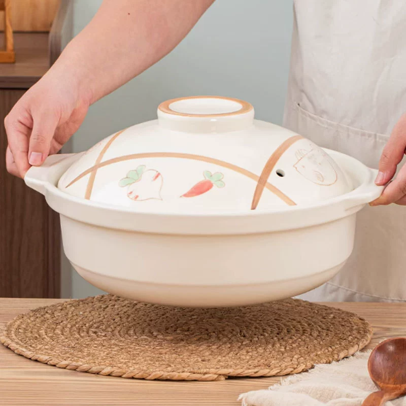 金华锂瓷 Electromagnetic dual -use flat pot casserole Household casserole Ceramic commercial ceramic pot claypot rice resistance high temperature resistance