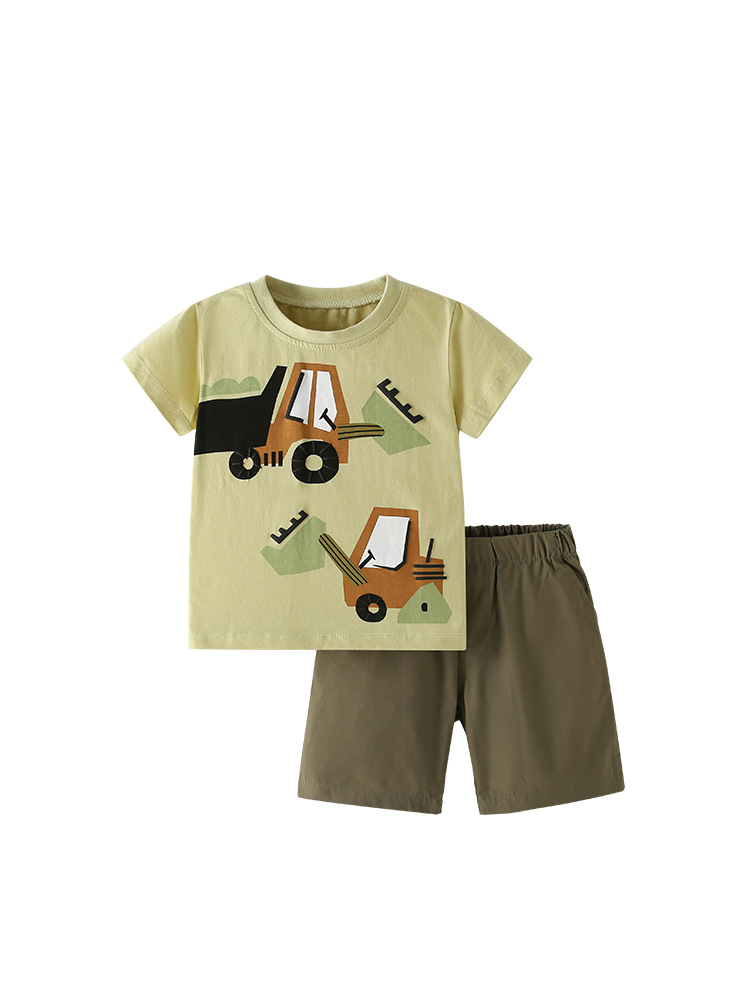 Traje de verano de dos piezas para niños malwee transfronterizo nueva camiseta de manga corta con cuello redondo traje casual para niños europeos y americanos