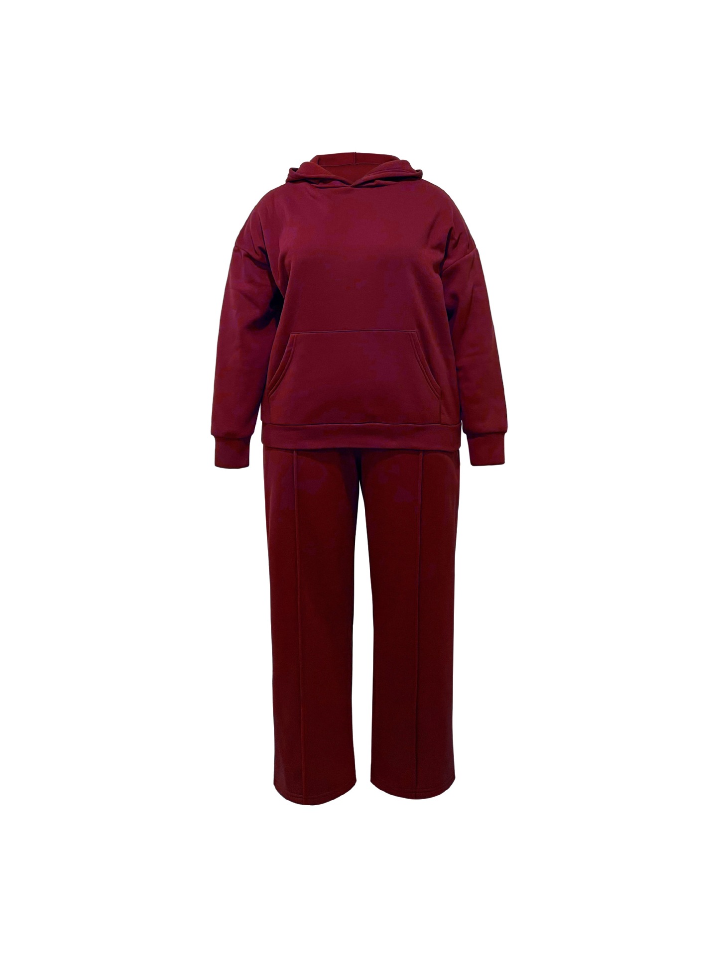 Women's Autumn Winter Hooded Sweatshirt And Straight Leg Pants Set Plus Size Clothing Popular_ecoleips.com