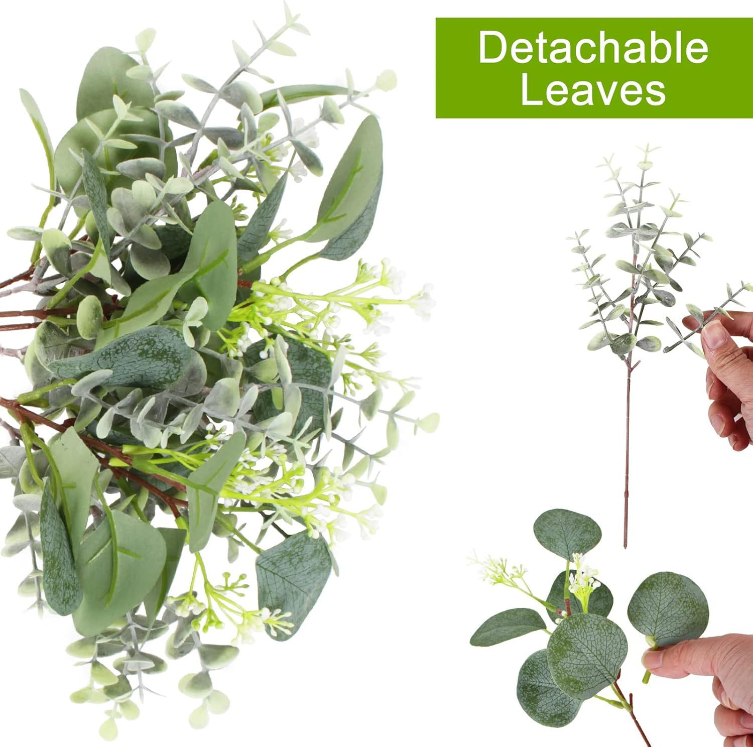 Arreglo de flores de eucalipto artificial transfronterizo decoración de mesa de decoración de hojas de eucalipto único eucalipto flor de imitación de hierba de oro