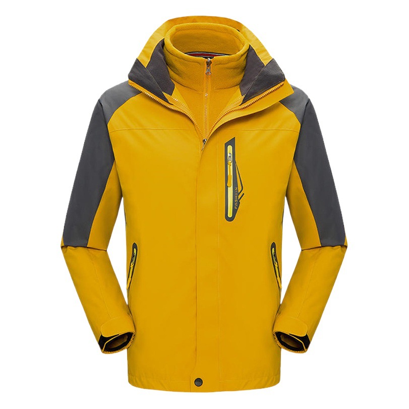 Three-In-One Custom Workwear Outdoor Mountaineering Fleece-Lined Waterproof and Windproof Jacket Corporate Group Uniform with Printing