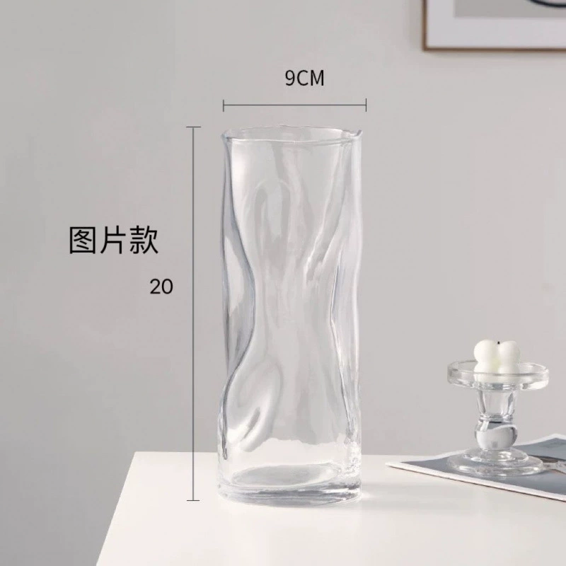 创意桌面透明简约不规则插花玻璃花瓶水养感装饰摆件民宿客厅