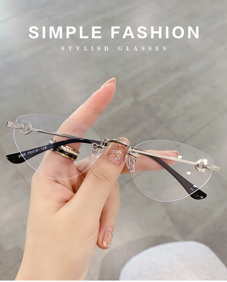 41g Weight Frameless Glasses Structure Sunglasses Classification Ac, UV400 Protection Lens Material Cat Eye Glasses Style Holiday, Outdoor Occasion Solid Color Pattern All Seasons Season Unisex Gender Casual Style Casual Solid Color Ac UV400 Protection Cat Eye Frameless Women's Sunglasses 无