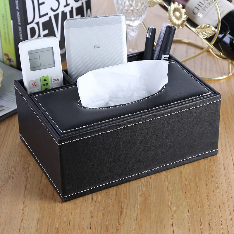 レザーティッシュボックスリモコン収納ボックスリビングルームコーヒーテーブルホテル家庭用紙引き出しナプキン紙箱印刷可能|undefined