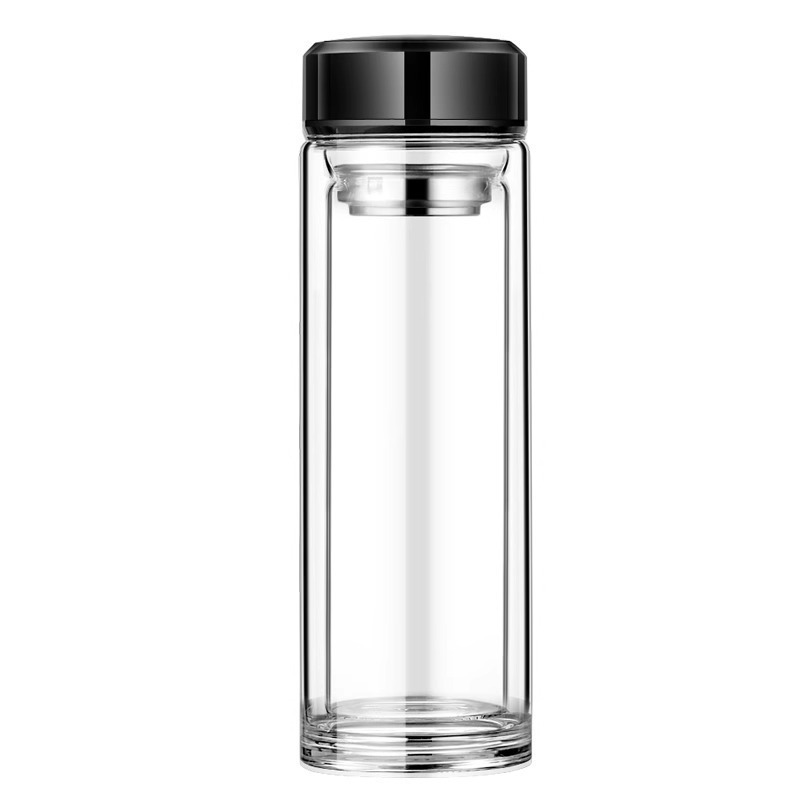 高ホウケイ酸水カップ二重層ガラスメンズハイエンドティーカップオフィスドリンクカップ茶水分離カップ|undefined