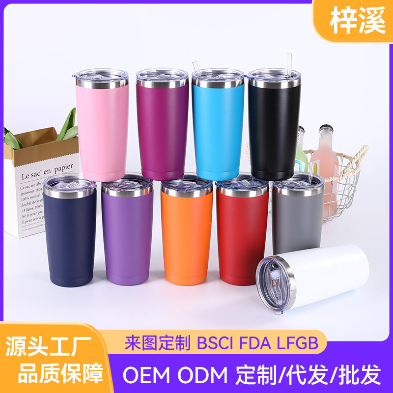 跨境304不锈钢保温杯简约纯色高颜值水杯户外便携水壶随行定制