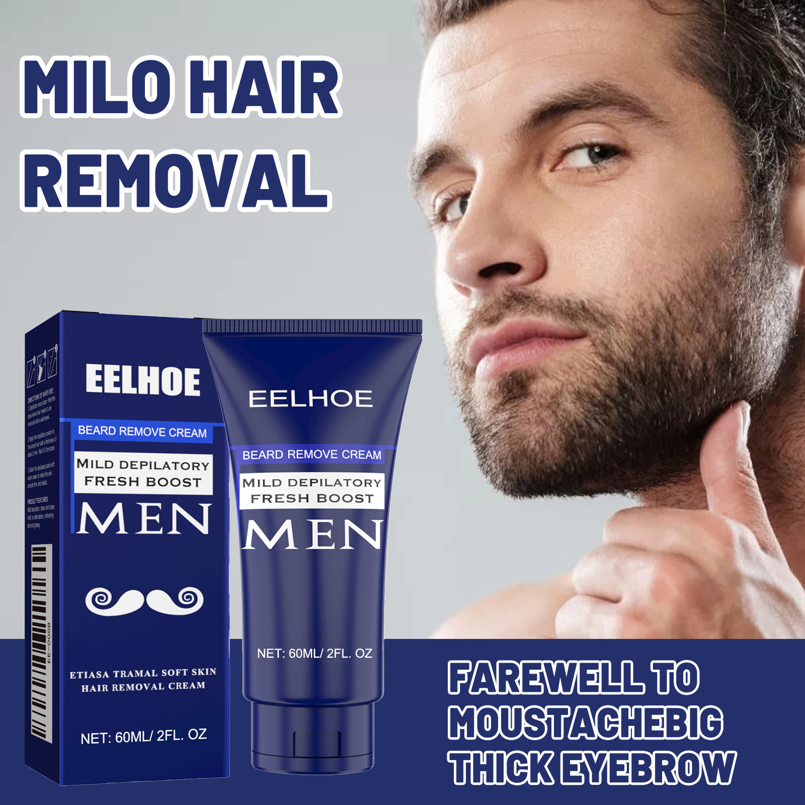 Eelhoe Men's Body Hair Care Cream Men's Clear and Refreshing Body Hair Care Cream with a Moisturizing and Comforting Effect