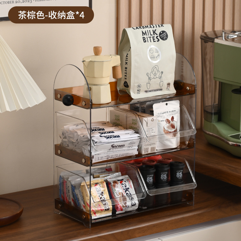 コーヒーマシンバーオフィスデスクトップティーバッグ収納ラック収納ボックス収納多層ホームリビングルーム収納ラック|undefined